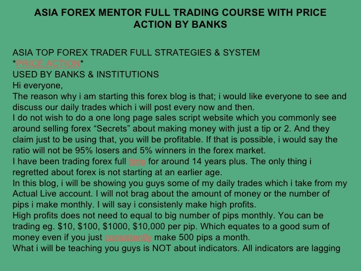 Asia Forex Mentor Full Trading Course With Price Action By Banks - 