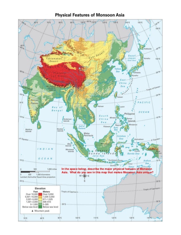 Monsoon Asia Physical Features Map Asia Maps