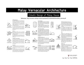 Ivy Voo Vui Yee 0319534
Malay Vernacular Architecture
Climatic Design of Malay House
References: http://anzasca.net/wp-content/uploads/2014/08/ANZAScA2004_Kamal.pdf
 