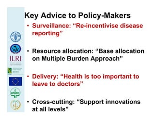 Health at the livestock‐policy interface