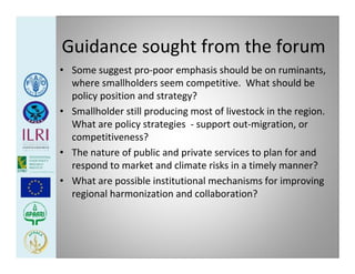Poverty, food security, livestock and smallholders