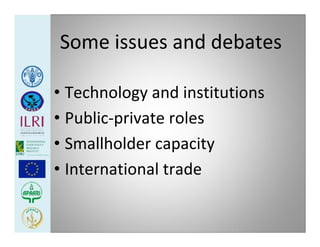 Poverty, food security, livestock and smallholders