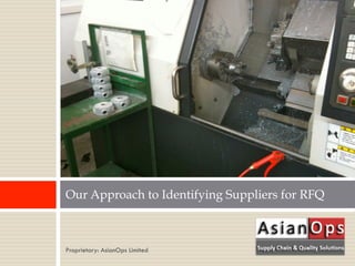 Our Approach to Identifying Suppliers for RFQ



Proprietary: AsianOps Limited
 