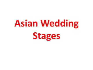Asian Wedding
Stages
 