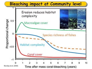 Munday et al. (2008)
Bleaching impact at Community level
Erosion reduces habitat
complexity
 