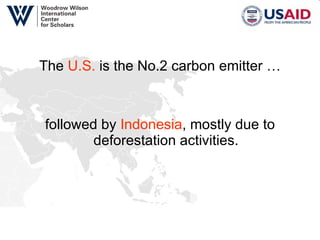 The  U.S.  is the No.2 carbon emitter … followed by  Indonesia , mostly due to deforestation activities. 