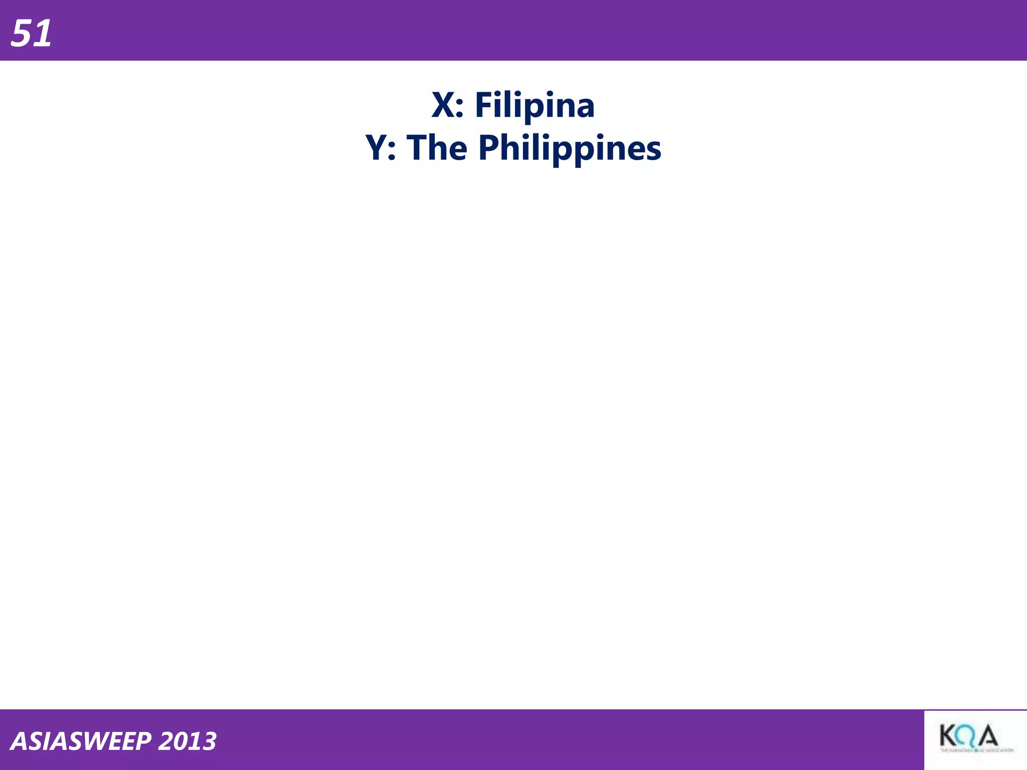 51
X: Filipina
Y: The Philippines

ASIASWEEP 2013

 