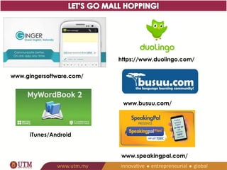 www.gingersoftware.com/ 
https://www.duolingo.com/ 
www.busuu.com/ 
iTunes/Android 
www.speakingpal.com/ 
 