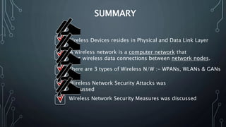 Wireless Net Security Wireless Security | PPTX