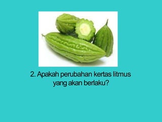 2.Apakah perubahan kertas litmus
yangakan berlaku?
 