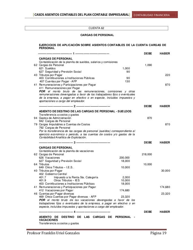 Asientos contables básicos plan contable empresarial Asientos contables básicos plan contable empresarial