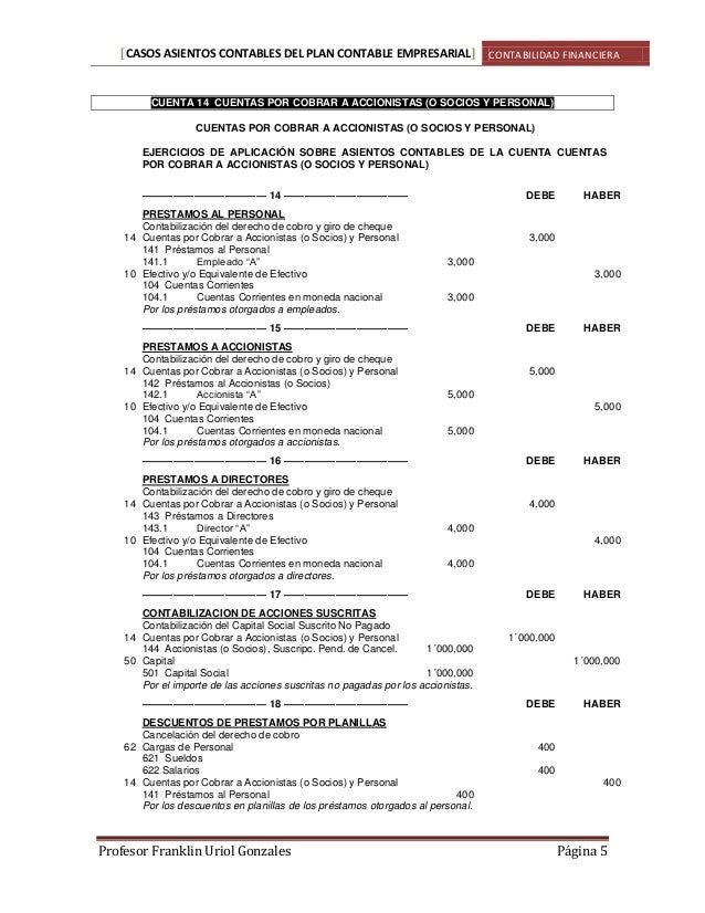 Asientos contables básicos plan contable empresarial