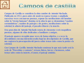 Campos de Castilla se considera la obra cumbre de Antonio Machado. Publicada en 1912, poco antes de morir su esposa Leonor...