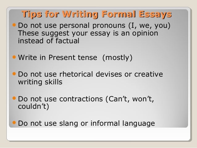 Formal essay personal pronouns