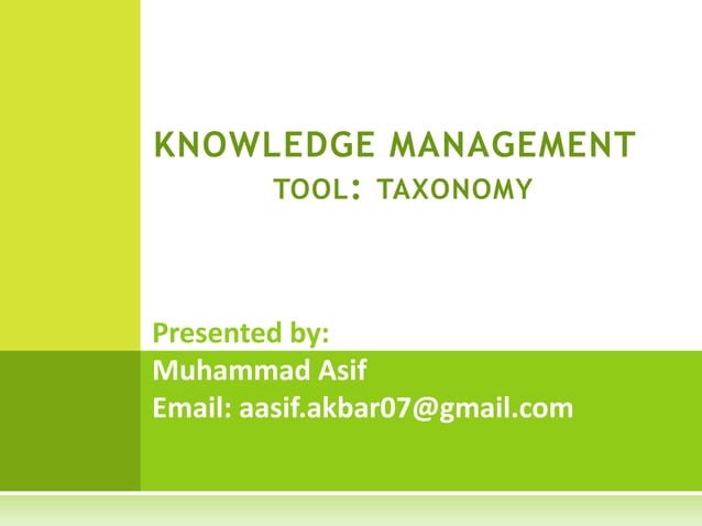 KM tool Taxonomy Presentation | PPT