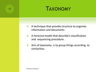 KM tool Taxonomy Presentation | PPT