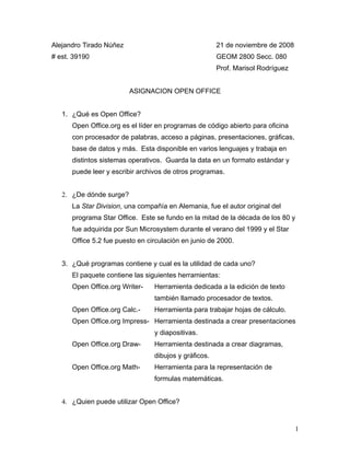 Asignación Open Office