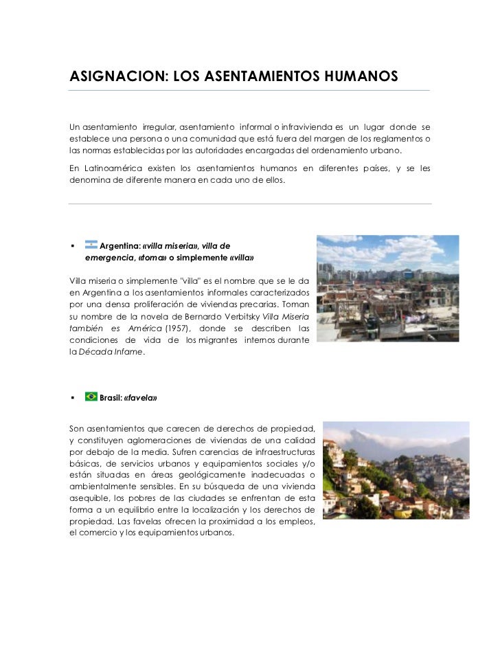 Asignacion asentamiento humano
