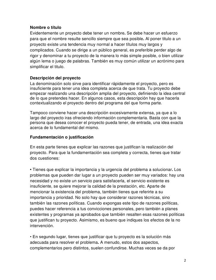 Partes de un Proyecto