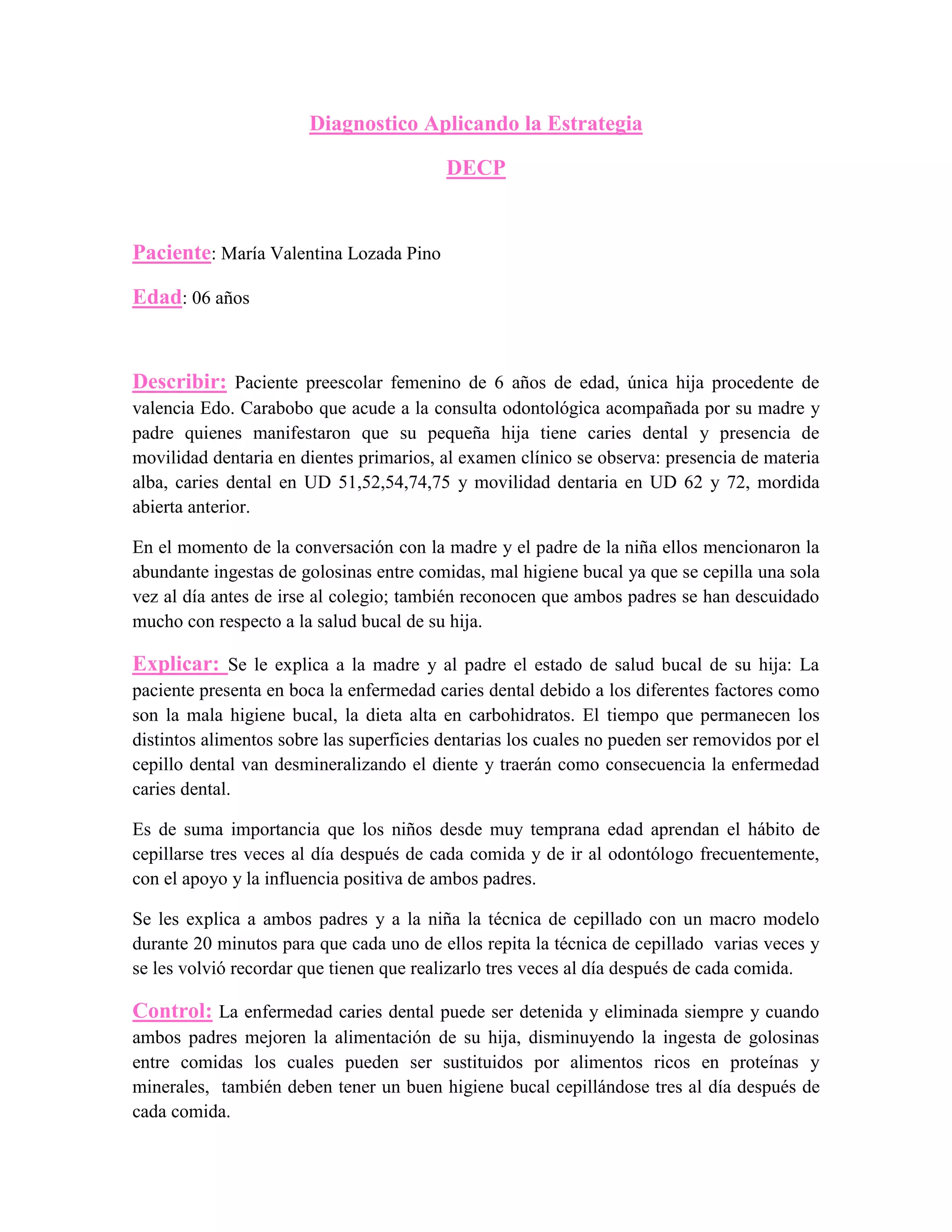 Decp Asignacion de odontopediatria decp,matrices perinatales | PDF