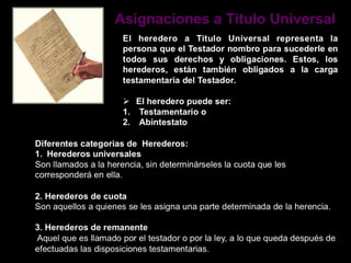 Asignaciones a Titulo Universal
 