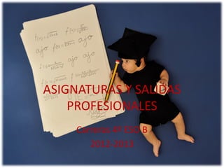 ASIGNATURAS Y SALIDAS
PROFESIONALES
Carreras 4º ESO B
2012-2013
 