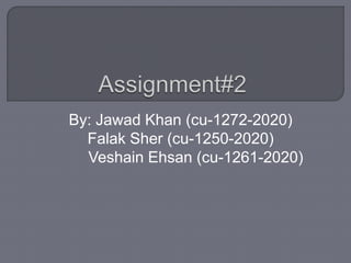 By: Jawad Khan (cu-1272-2020)
Falak Sher (cu-1250-2020)
Veshain Ehsan (cu-1261-2020)
 