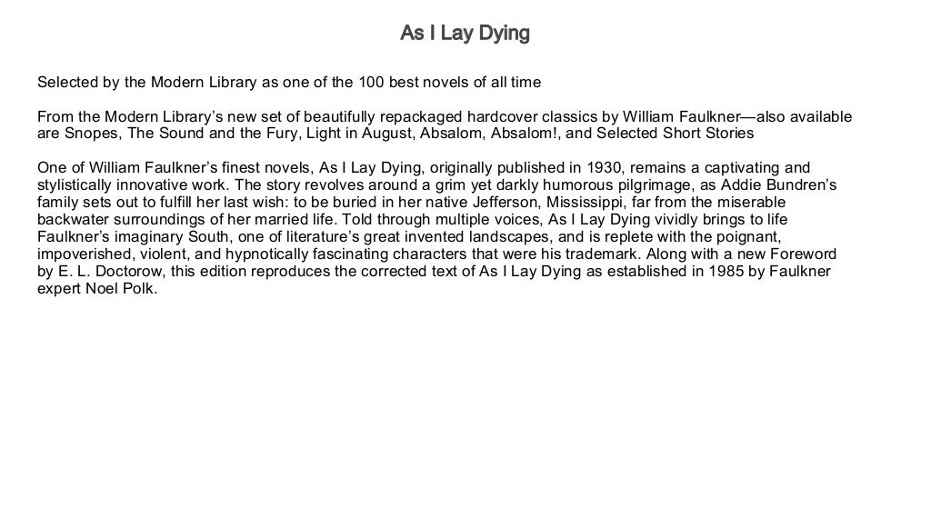 As I Lay Dying free audiobooks online