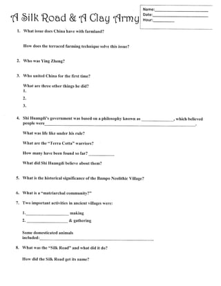 A silk road & a clay army reading