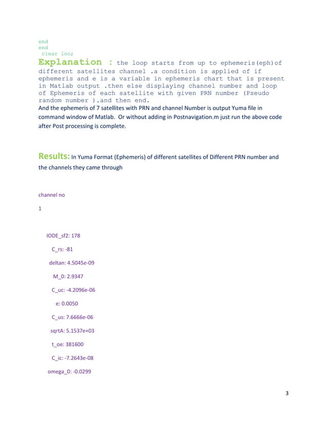 Extraction of Ephemeris file from Matlab SDR | PDF