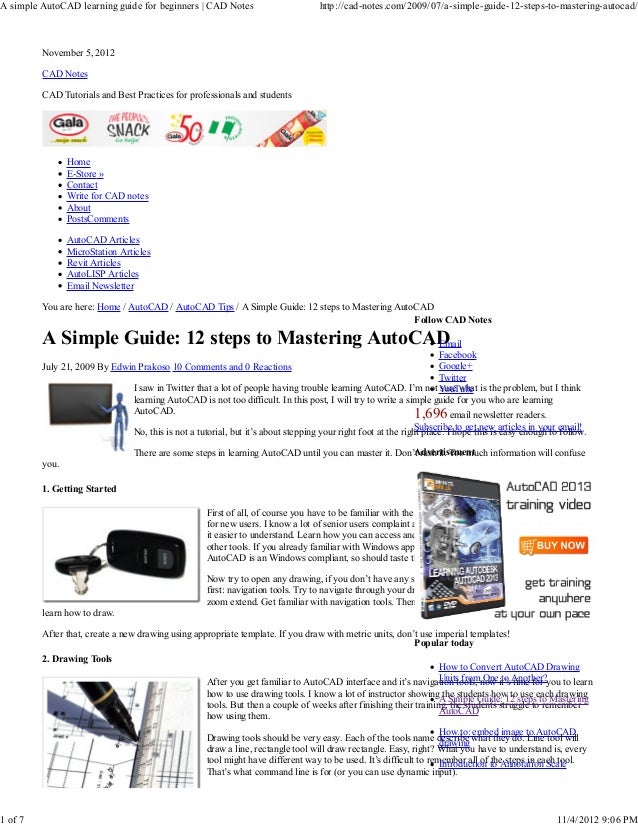 A simple auto cad learning guide for beginners cad notes