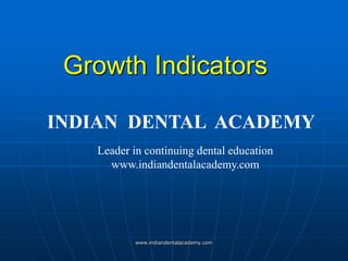 Growth Indicators
www.indiandentalacademy.com
INDIAN DENTAL ACADEMY
Leader in continuing dental education
www.indiandentalacademy.com
 