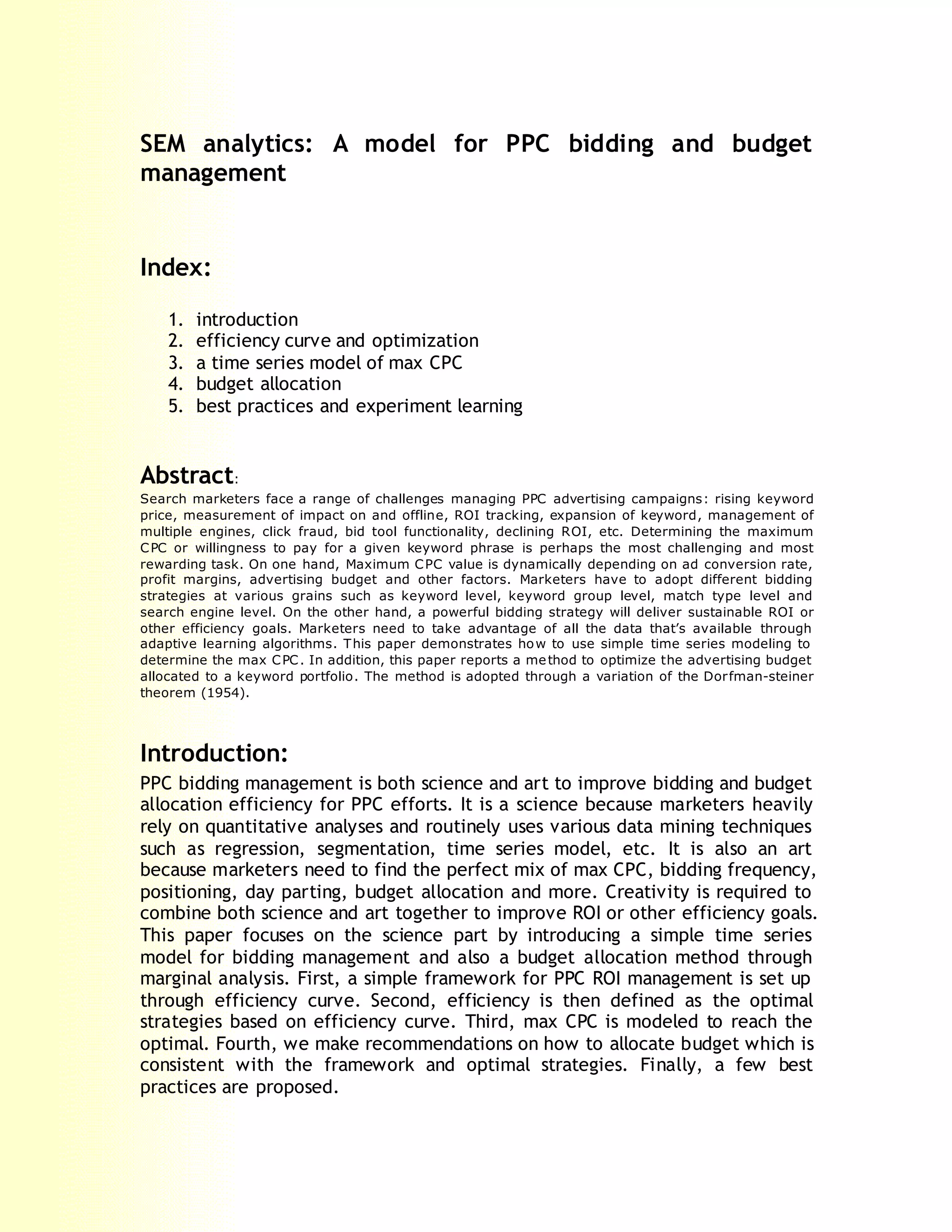 A simple model for ppc bidding | PDF