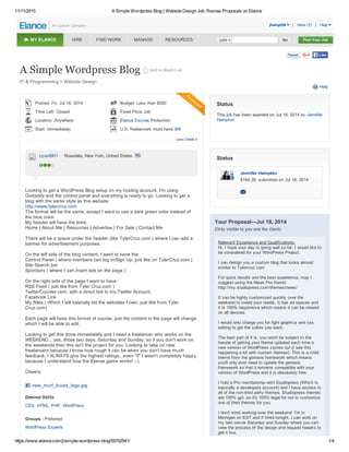 A simple wordpress blog   website design job