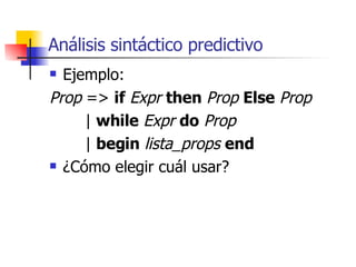 Análisis sintáctico predictivo ,[object Object],[object Object],[object Object],[object Object],[object Object]
