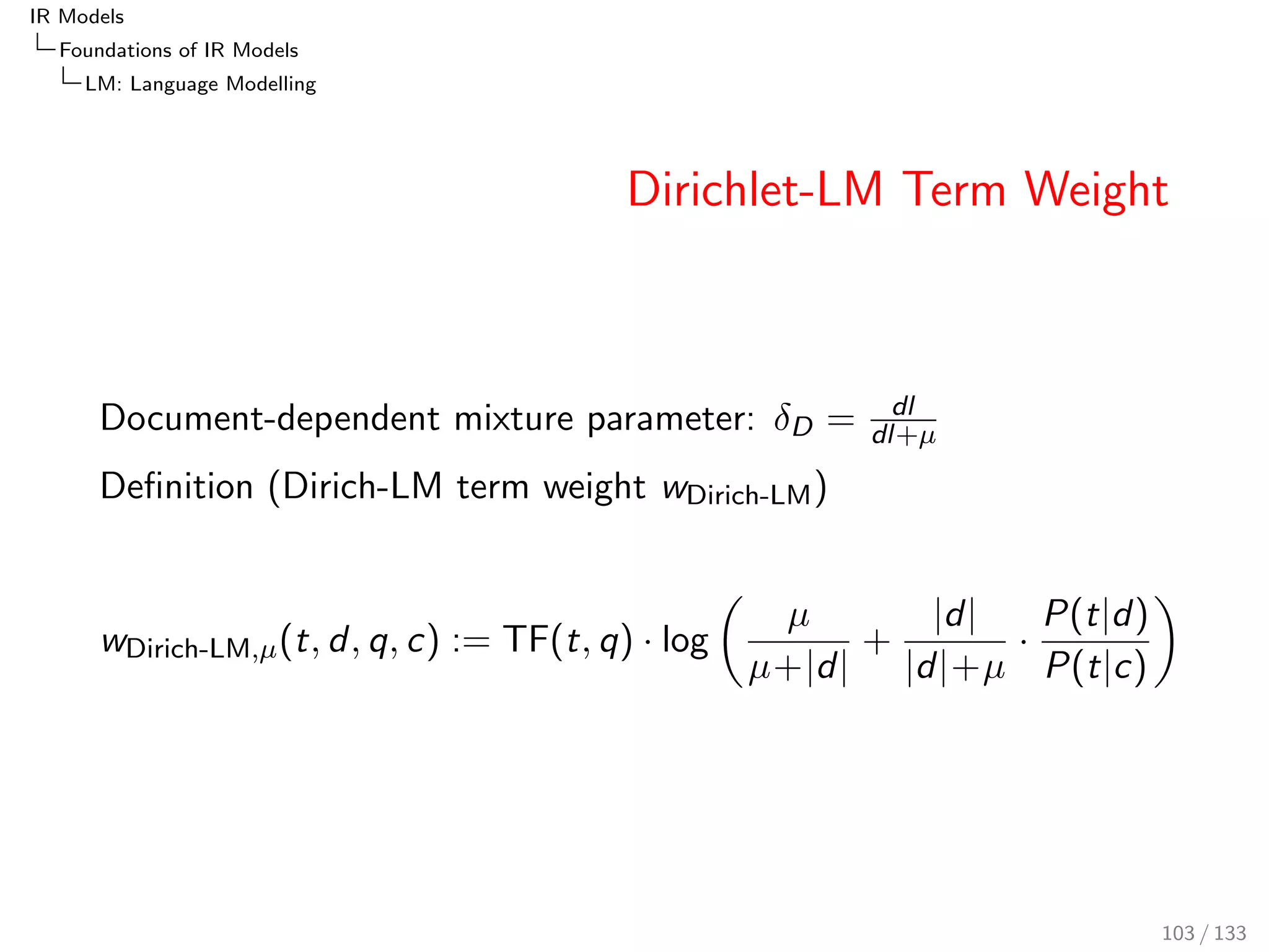 IR Models 
Foundations of IR Models 
Poisson and 2-Poisson 
2-Poisson 
Viewed as a motivation for the BM25-TF quanti 