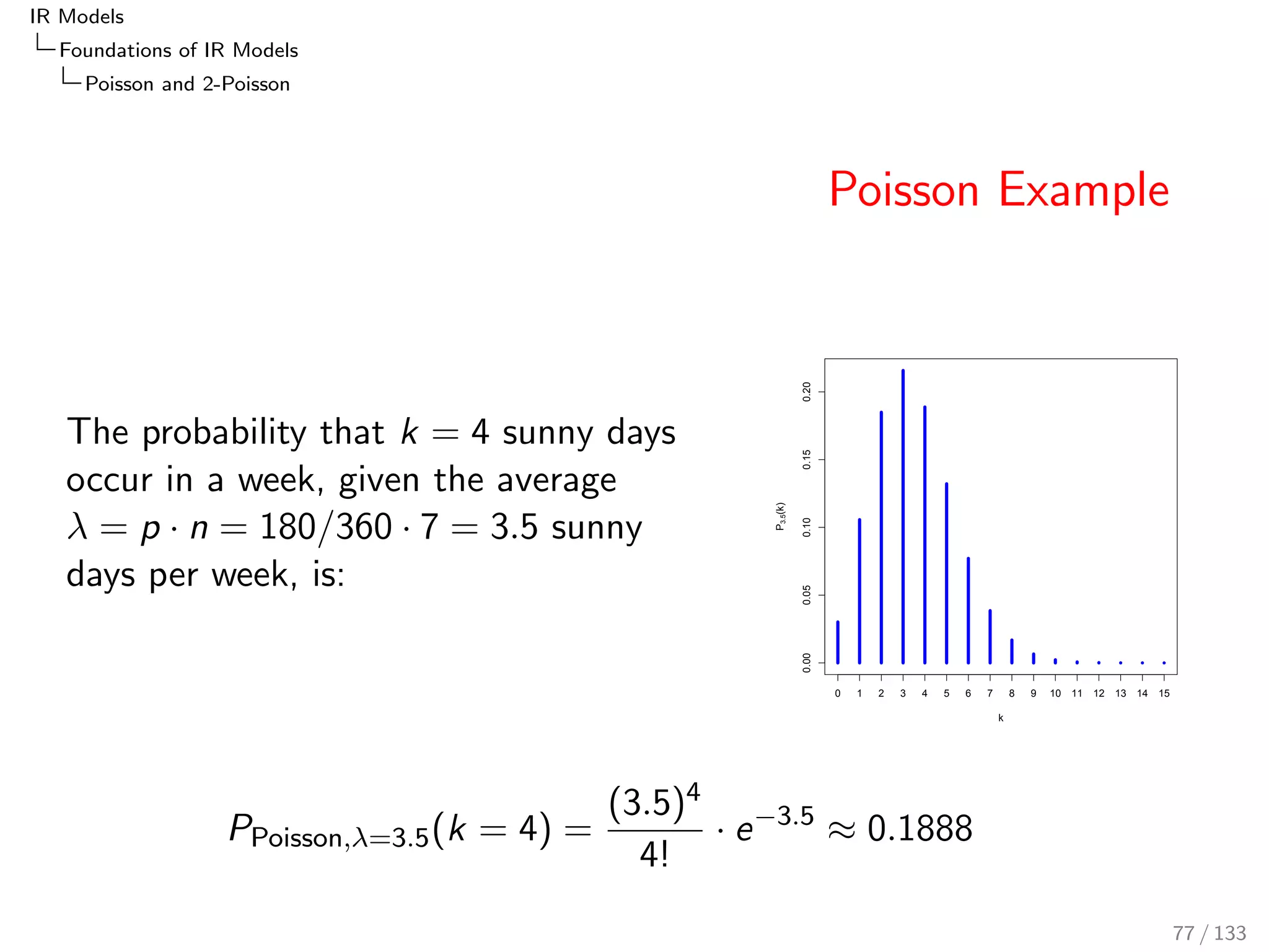 ed form (referred to as F1) considering term presence only: 
wBIR;F1(t; r ; c) := log 
PD(tjr ) 
PD(tjc) 
66 / 133 
 