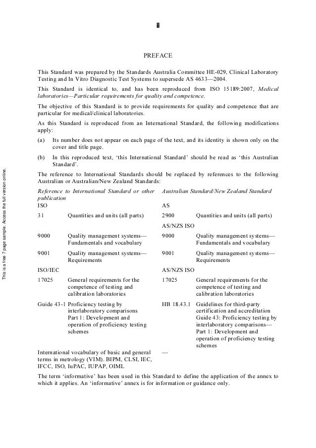 As iso 15189 2009 medical laboratories particular requirements for