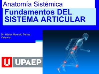 Anatomía Sistémica
Fundamentos DEL
SISTEMA ARTICULAR
Dr. Héctor Mauricio Torres
Valencia
 