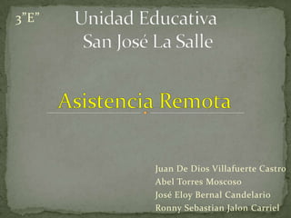 3”E”




       Juan De Dios Villafuerte Castro
       Abel Torres Moscoso
       José Eloy Bernal Candelario
       Ronny Sebastian Jalon Carriel
 