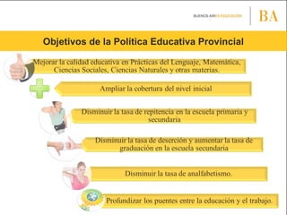 Objetivos de la Política Educativa Provincial
 