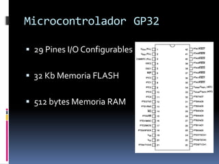 Microcontrolador 	GP3229 Pines I/O Configurables32 Kb Memoria FLASH512 bytes Memoria RAM