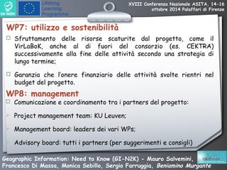 XVIII Conferenza Nazionale ASITA, 14-16 
ottobre 2014 Palaffari di Firenze 
WP7: utilizzo e sostenibilità 
 Sfruttamento ...