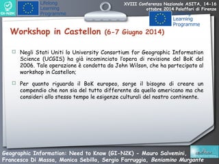 XVIII Conferenza Nazionale ASITA, 14-16 
ottobre 2014 Palaffari di Firenze 
Workshop in Castellon (6-7 Giugno 2014) 
 Neg...