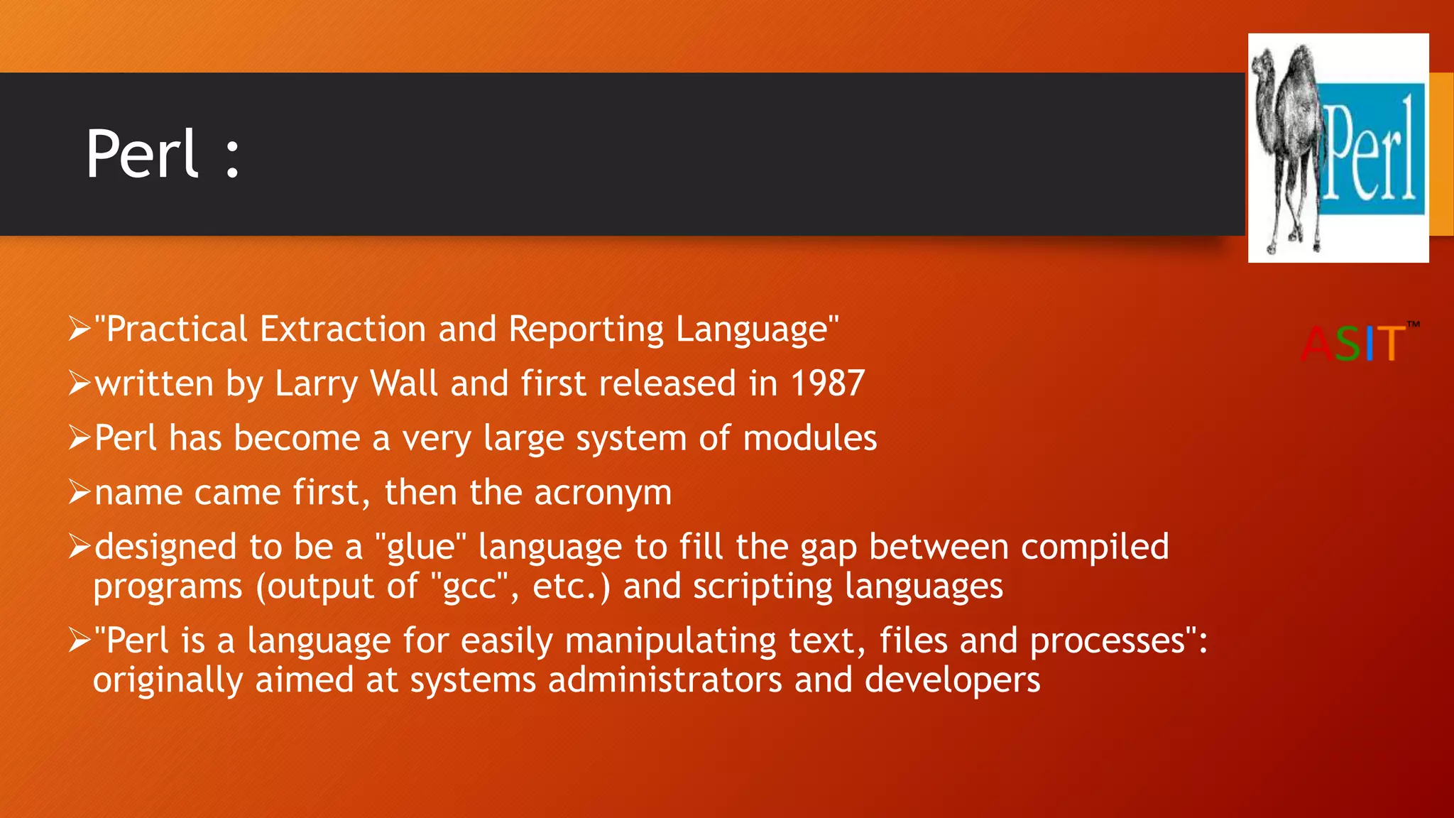 Learn PERL at ASIT | PPT