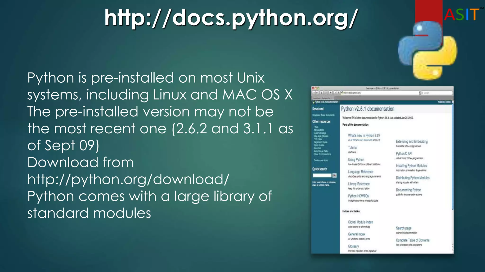Learn PYTHON at ASIT | PPT