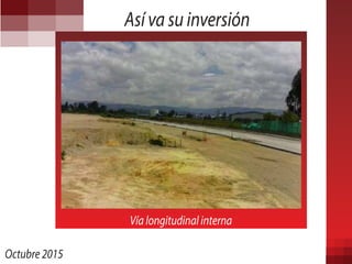 Así va su inversión
Octubre 2015
Vía longitudinal interna
 