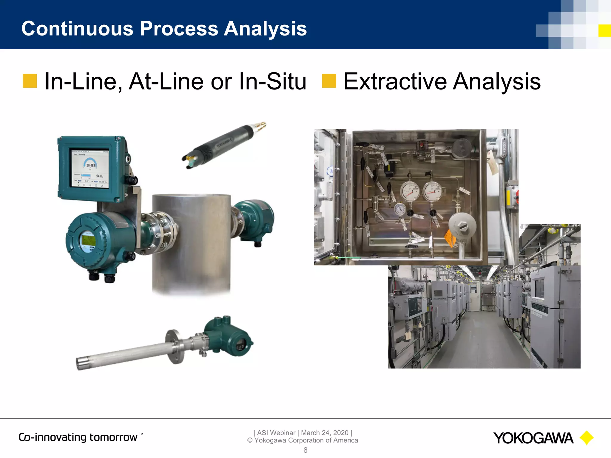| ASI Webinar | March 24, 2020 |
© Yokogawa Corporation of America
Continuous Process Analysis
n In-Line, At-Line or In-Situ
6
n Extractive Analysis
 