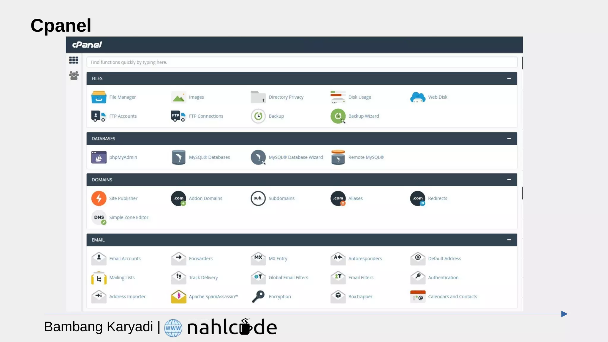 Cpanel
Bambang Karyadi |
 