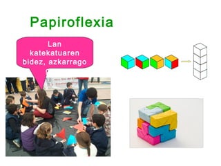 Papiroflexia
       Lan
  katekatuaren
bidez, azkarrago
      goaz
 
